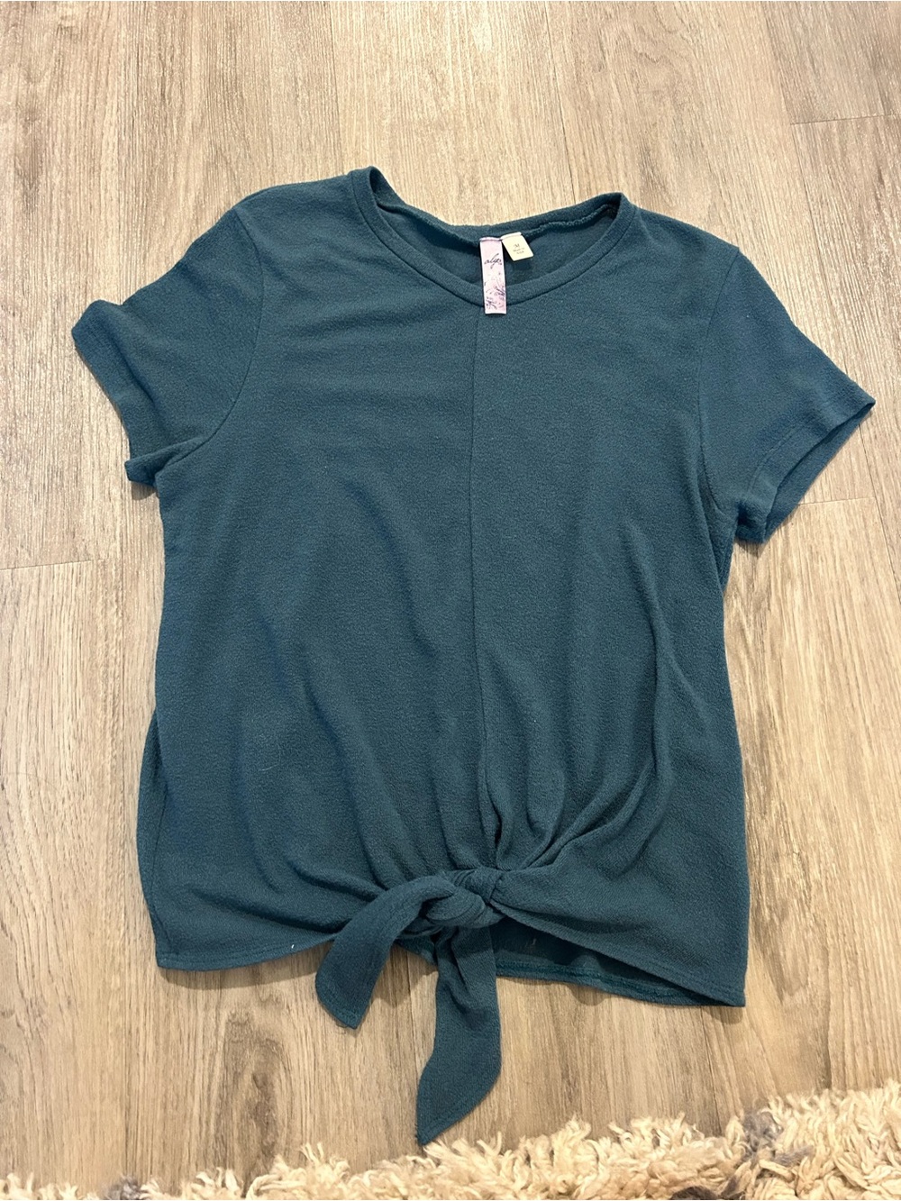 Altar'd State Teal Short Sleeve Tie-Front Top